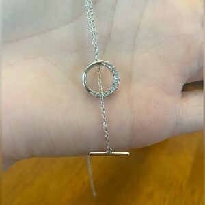 Silver Hespera circle necklace, petite and elegant.